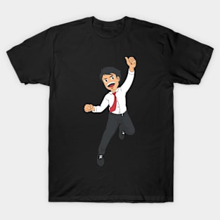 Businessman or Office Worker Jumping in Joy T-Shirt